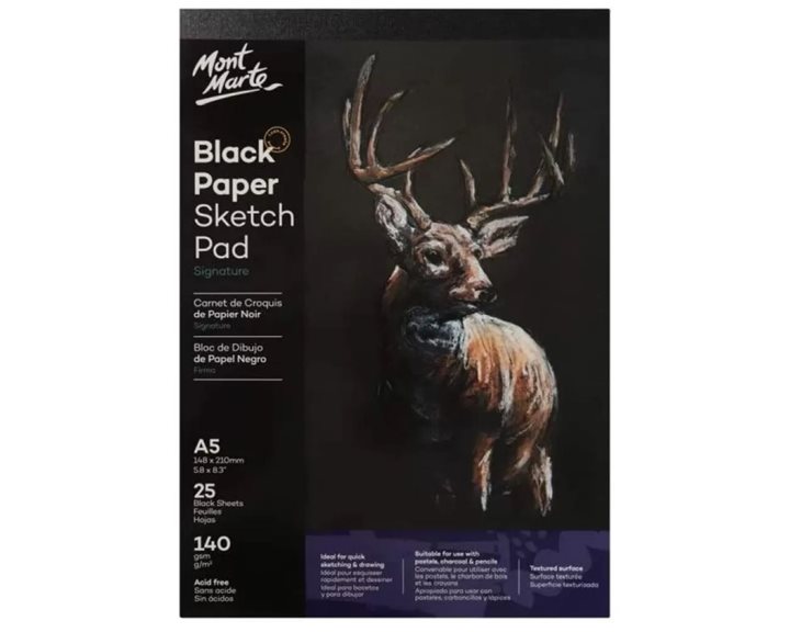 Mont Marte Μπλοκ σχεδίου 25 Μαύρα Φύλλα Α5 140gr (14.8 x 21cm)