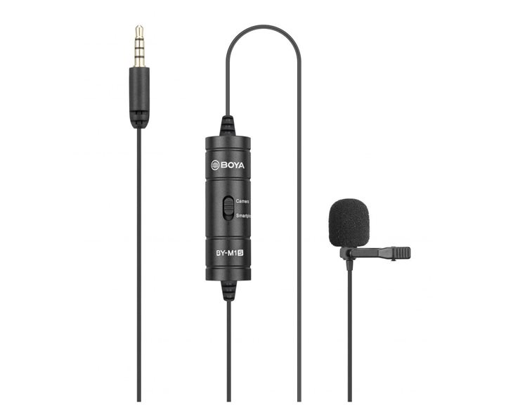 BOYA BY-M1S (M1 Smart) wired mic Universal Lavalier Microphone 3.5mm for phone, laptop, camera