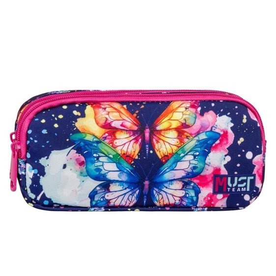 Κασετίνα Βαρελάκι Must 2 Φερμουάρ 21x6x9cm Butterfly 000586194