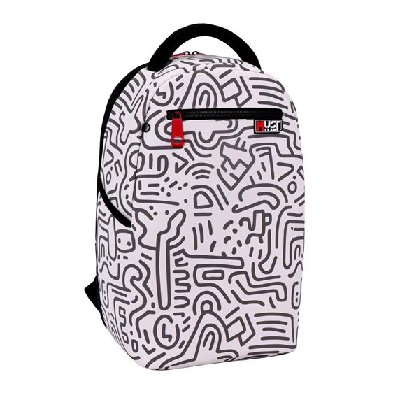 Τσάντα Πλάτης Must 32x17x42cm 1 Κεντρική Θήκη Gray Doodle 000586991