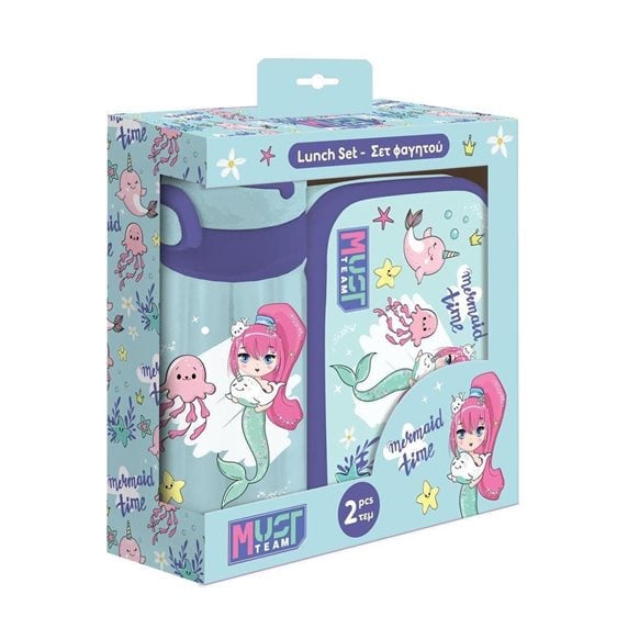 Σετ Φαγητοδοχείο PP 800ml και Παγούρι PP 500ml Must Mermaid Time 000586467