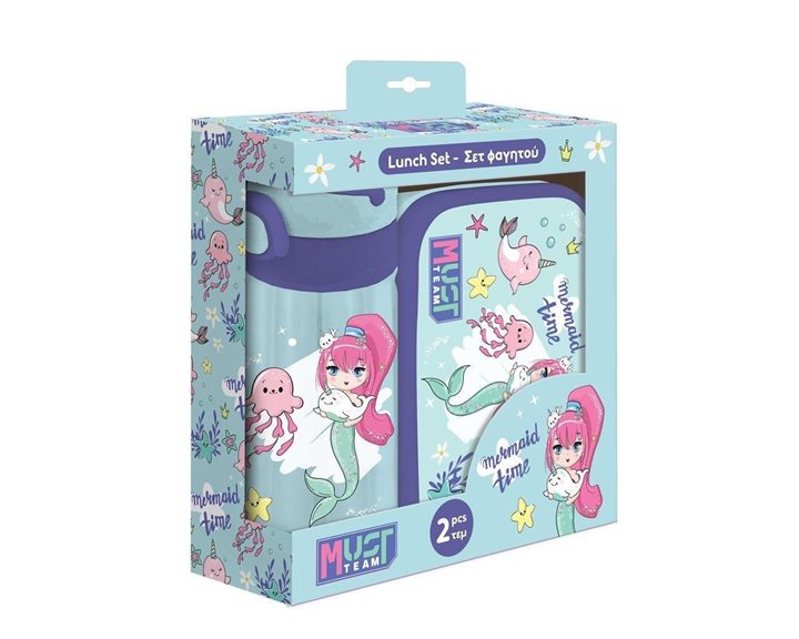 Σετ Φαγητοδοχείο PP 800ml και Παγούρι PP 500ml Must Mermaid Time 000586467