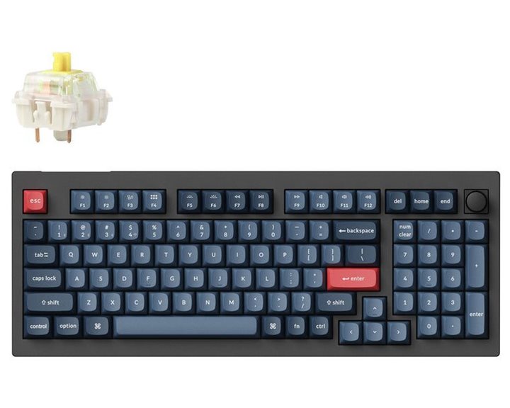 Keychron V5 Max QMK/VIA (V5M-D4) Wireless BT/2,4/Wired Custom Mechanical Keyboard Banana Sw. 96% US