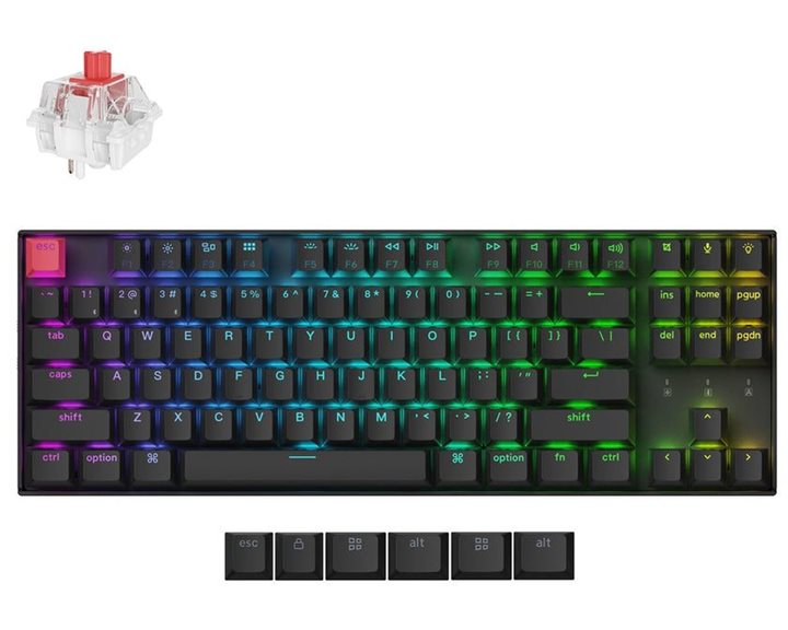 Keychron K8 V2 (K8X-H1) QMK Wireless Mechanical Keyboard Red Switch HotSwap RGB 80% US Layout