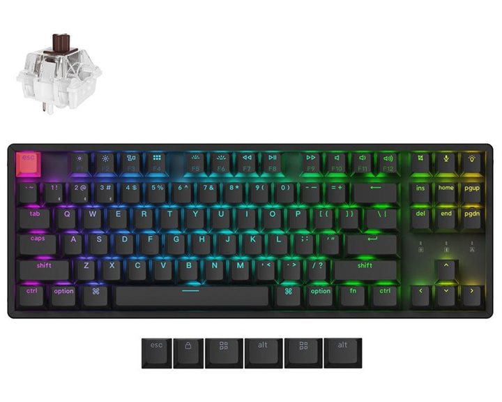 Keychron K8 V2 (K8X-C3) QMK Wireless Mechanical Keyboard Brown Switch RGB 80% US Lay Aluminum Frame