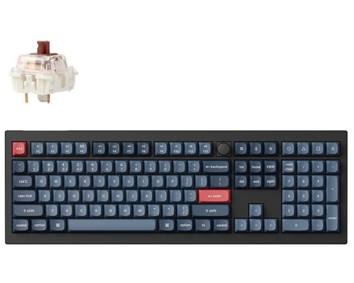 Keychron V6 Max (V6M-D3) QMK/VIA Wireless(BT/2,4/Wired) Custom Mechanical Keyboard Brown Switch 100%