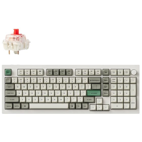 Keychron Q5 Max (Q5M-P1) QMK/VIA Wireless Custom Mechanical White Keyboard-Red Switch 96% US Layout