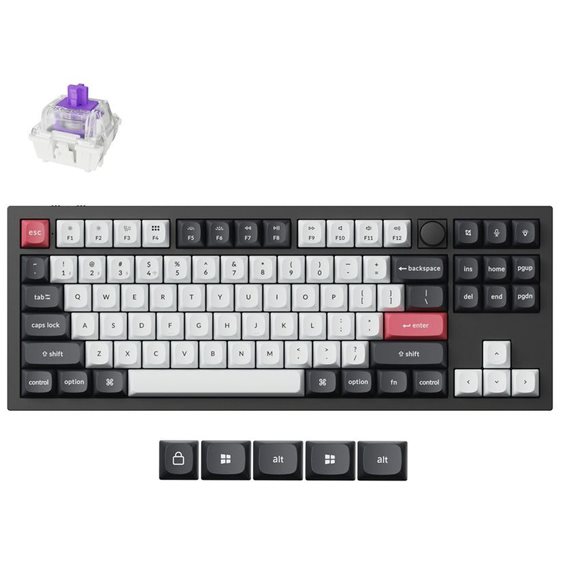 Keychron Q3 HE (Q3H-M1) QMK Wireless Custom Hall Effect Keyboard Purple Switch 80% US Layout