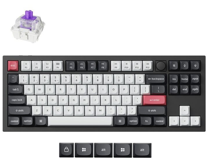 Keychron Q3 HE (Q3H-M1) QMK Wireless Custom Hall Effect Keyboard Purple Switch 80% US Layout