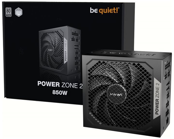 BEQUIET PSU POWER ZONE 2 850W BP007EU, PLATINUM CERTIFIED, MODULAR CABLES, PURE WINGS 3 14CM SILENT FAN, 10YW.