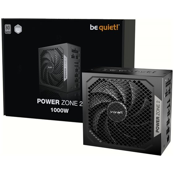 BEQUIET PSU POWER ZONE 2 1000W BP008EU, PLATINUM CERTIFIED, MODULAR CABLES, PURE WINGS 3 14CM SILENT FAN, 10YW.