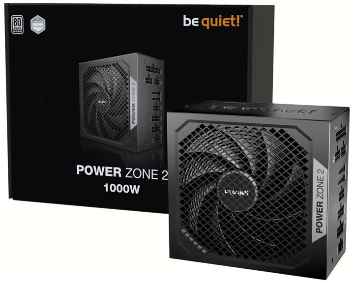 BEQUIET PSU POWER ZONE 2 1000W BP008EU, PLATINUM CERTIFIED, MODULAR CABLES, PURE WINGS 3 14CM SILENT FAN, 10YW.