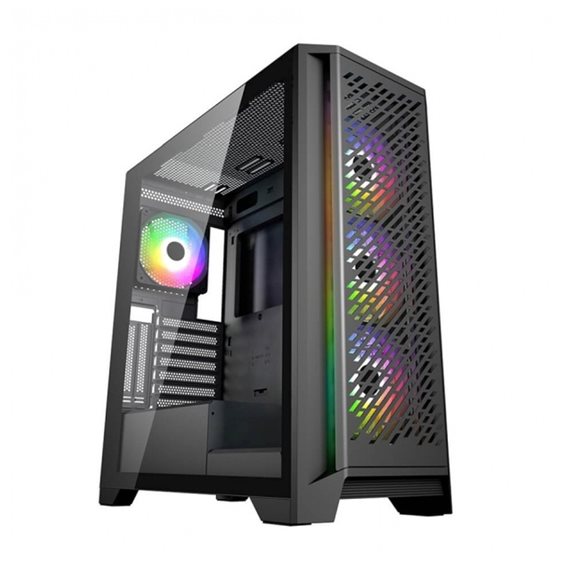 SUPERCASE PC CHASSIS AC29AL, MIDI TOWER ATX, BLACK, W/O PSU, Front: 3x 120mm Fan, Rear: 1x 120mm Fan, 2YW
