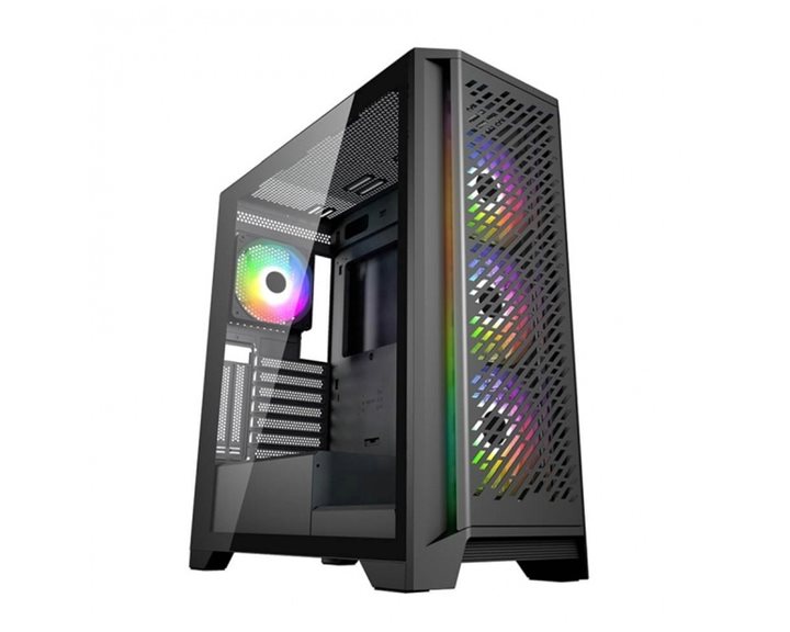 SUPERCASE PC CHASSIS AC29AL, MIDI TOWER ATX, BLACK, W/O PSU, Front: 3x 120mm Fan, Rear: 1x 120mm Fan, 2YW