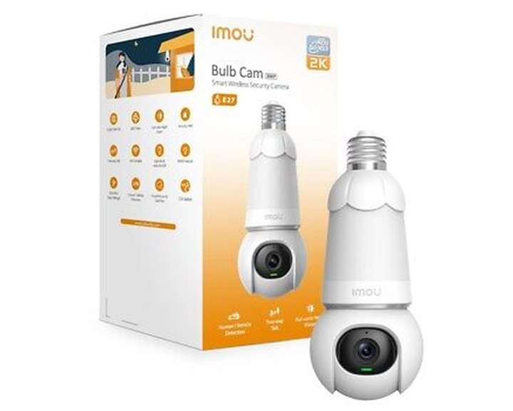 IMOU IP BULB CAMERA 3MP IPC-S6DP-3M0WEB, OUTDOOR, 3MP PAN&TILT CAMERA, H.265/H.264, 8X DIGITAL ZOOM, IR 25M, MICRO SD SLOT UP TO 512GB, PTZ, WIFI 2,4GHz, MIC&SPEAKER, 2-WAY TALK, SIREN, SMART TRACKING, 3YW.