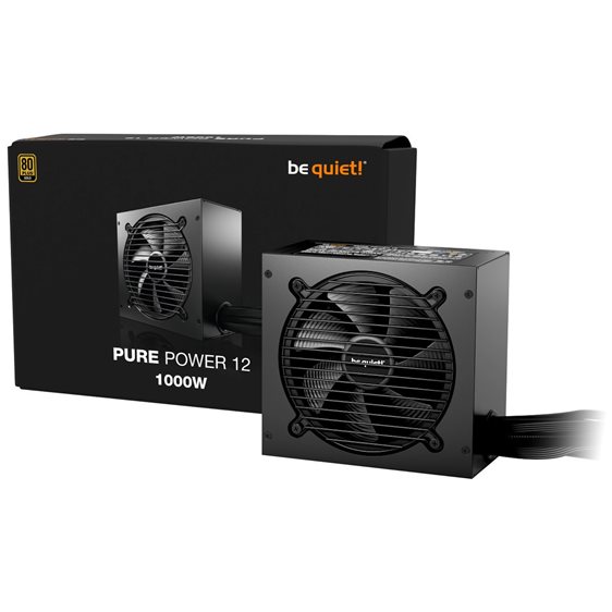 BEQUIET PSU PURE POWER 12 1000W BP005EU, GOLD CERTIFIED, EXCEPTIONALLY SILENT 12CM FAN, 10YW.