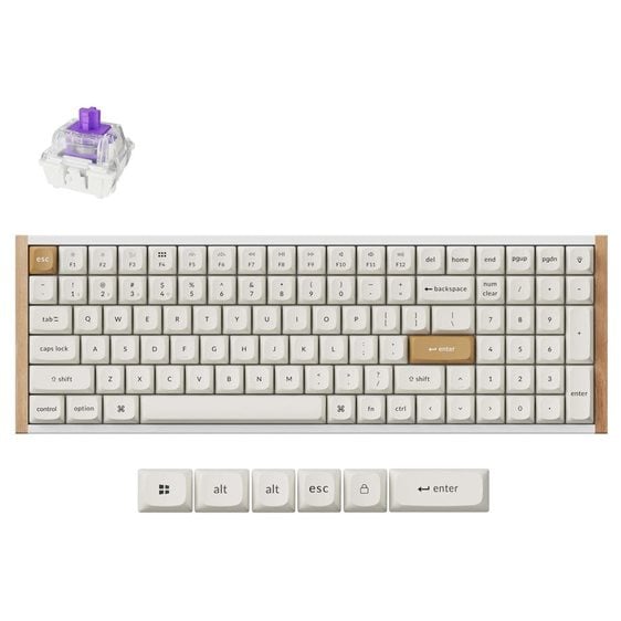 Keychron K4 HE (K4H-Q1) Special Wood Edition White Wireless Magnetic Hall Effect RGB Keyboard 96% US