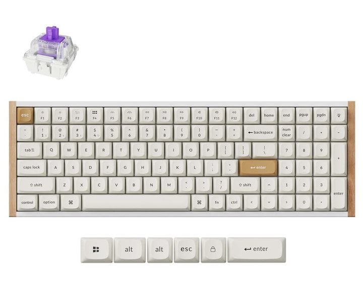 Keychron K4 HE (K4H-Q1) Special Wood Edition White Wireless Magnetic Hall Effect RGB Keyboard 96% US