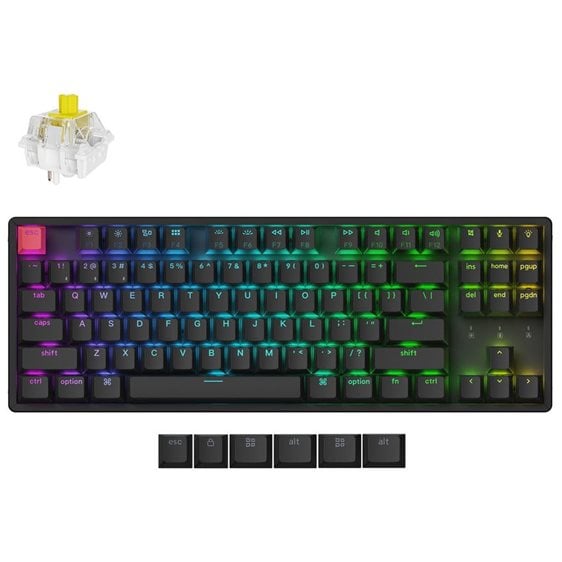 Keychron K8 V2 (K8X-J4) QMK Wireless Mechanical Keyboard Banana Switch HotSwap RGB 80% US Lay Alumin