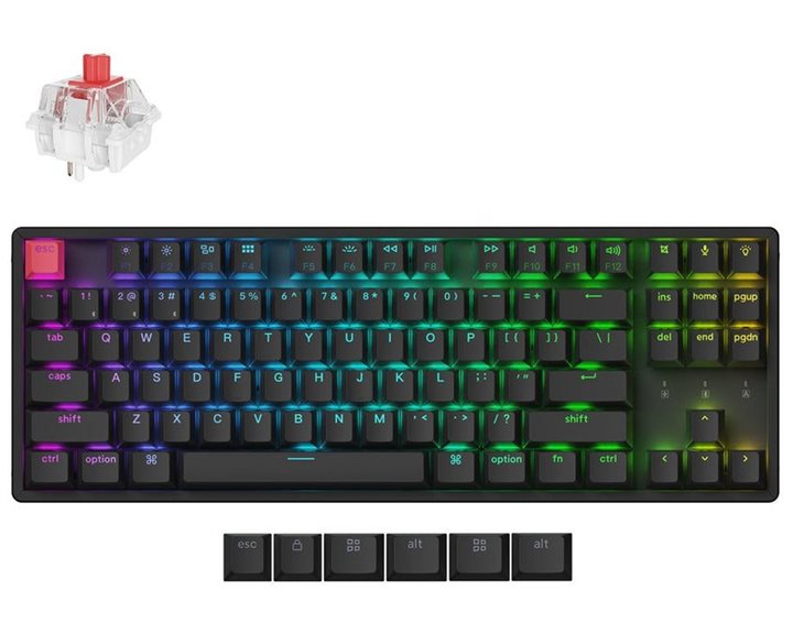 Keychron K8 V2 (K8X-C1) QMK Wireless Mechanical Keyboard Red Switch RGB 80% US Lay Aluminum Frame