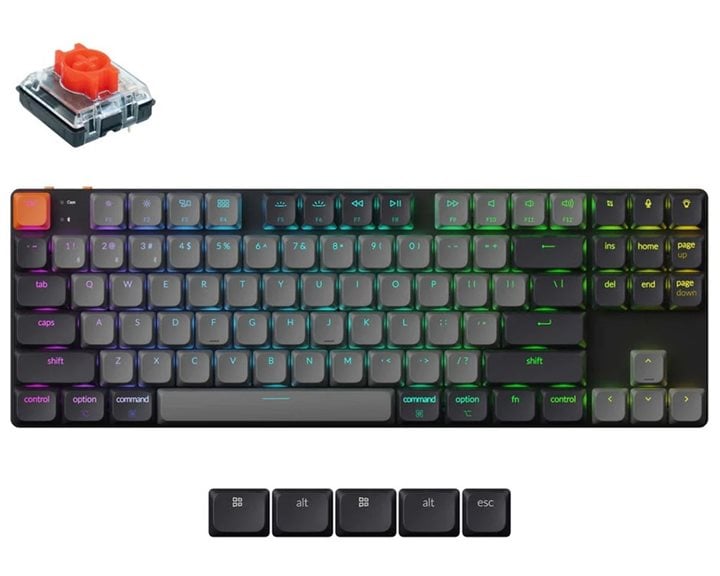 Keychron K1 V6 (K1X-B1) QMK Wireless Mechanical Keyboard Red Switch RGB 80% US Layout