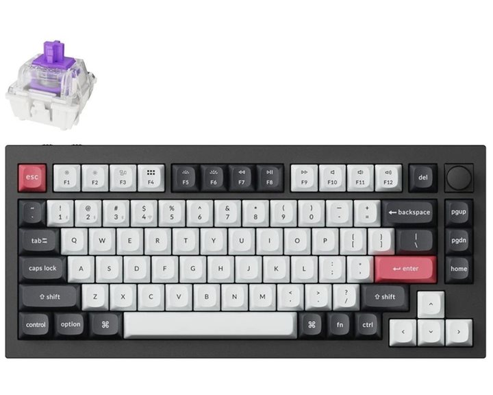 Keychron Q1 HE (Q1H-M1) QMK Wireless Custom Hall Effect Keyboard Purple Switch 75% US Layout