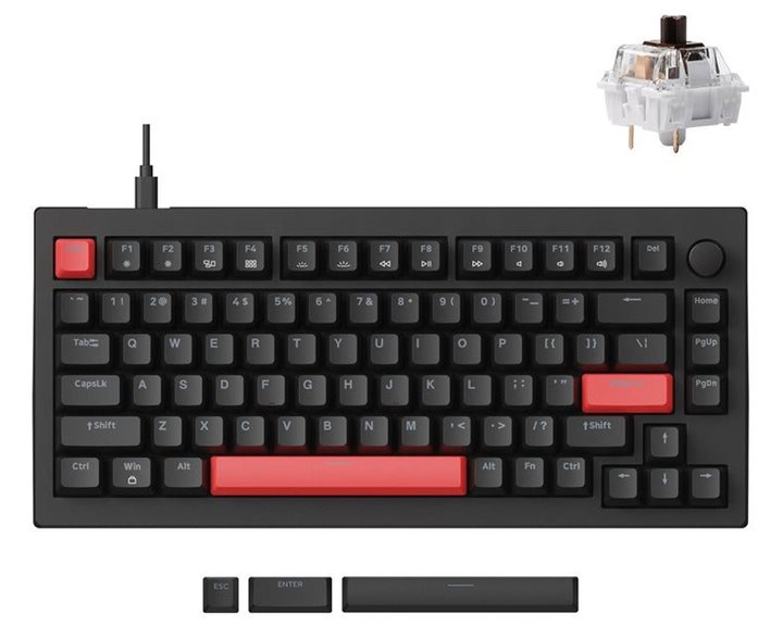Lemokey X4 QMK (X4-A3) Wired Mechanical Keyboard 75% Brown Switch US Layout