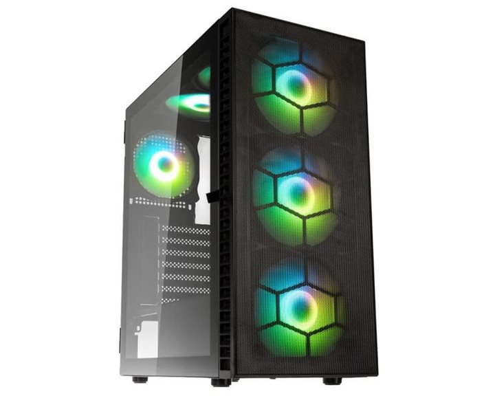 Kolink Observatory HF Plus Mesh ARGB PWM Midi Tower Case Black with 6x ARGB PWM Fans (5x140mm 1x120)