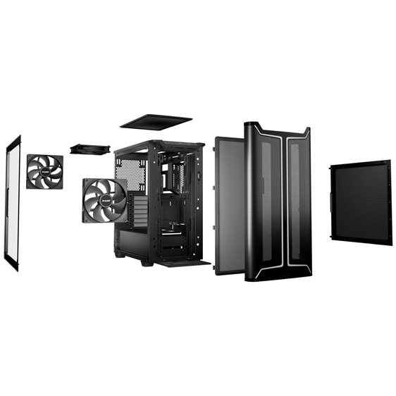 BEQUIET PC CHASSIS PURE BASE 501 DX BLACK BGW76, MIDI TOWER ATX, ARGB LIGHTING, W/O PSU, Top: 1x Pure Wings 3 140mm PWM, Front: 1x Pure Wings 3 140mm  PWM, Rear: 1x Pure Wings 3 140mm PWM, 3YW.
