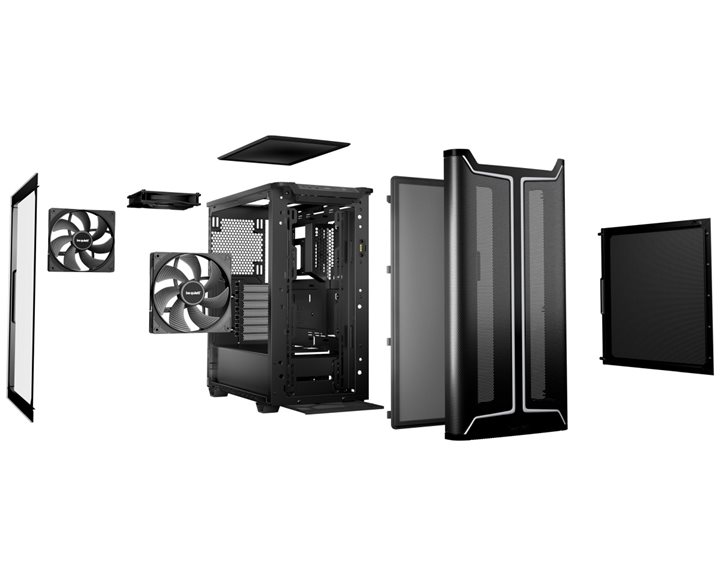BEQUIET PC CHASSIS PURE BASE 501 DX BLACK BGW76, MIDI TOWER ATX, ARGB LIGHTING, W/O PSU, Top: 1x Pure Wings 3 140mm PWM, Front: 1x Pure Wings 3 140mm  PWM, Rear: 1x Pure Wings 3 140mm PWM, 3YW.