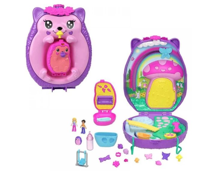 Mattel Polly Pocket Polly Mini - Τρεντι Τσαντάκι Hedgehog Mom & Baby Αξεσουάρ Για Κούκλα Σετ Για Παιχνίδι Με Κούκλες GKJ63 / JBJ91