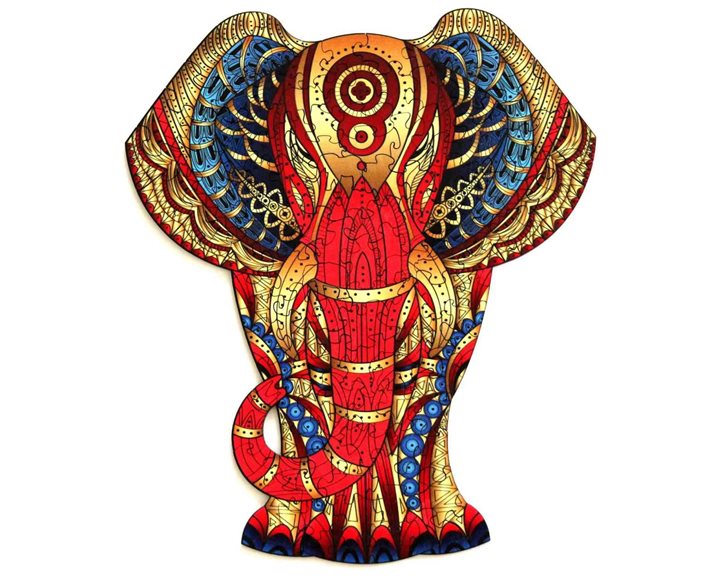 Rainbow Wooden Puzzle Elephant