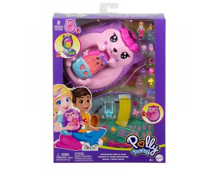 Mattel Polly Pocket Polly Mini - Τρεντι Τσαντάκι Hedgehog Mom & Baby Αξεσουάρ Για Κούκλα Σετ Για Παιχνίδι Με Κούκλες GKJ63 / JBJ91