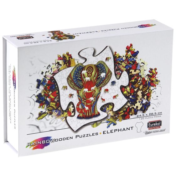 Rainbow Wooden Puzzle Elephant