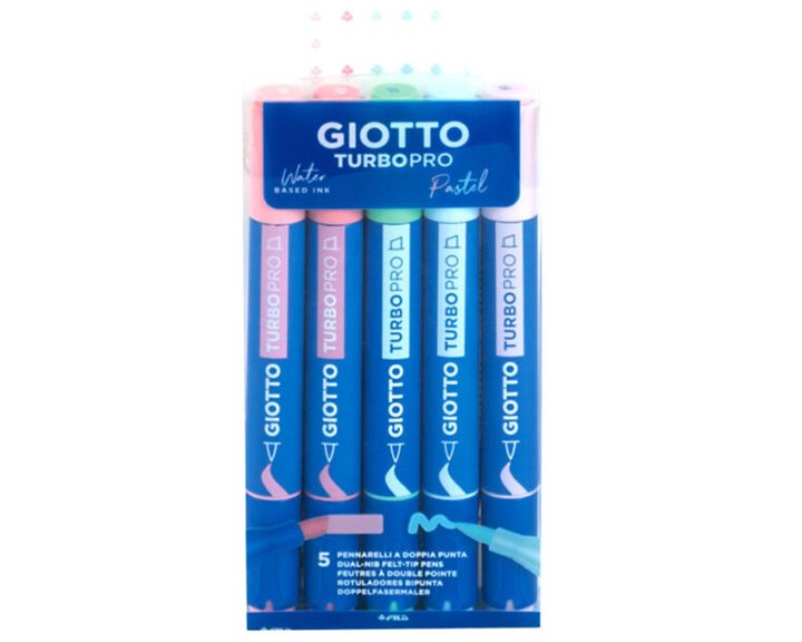 Μαρκαδόροι Giotto Διπλής Μύτης Turbopro Pastel 5τμχ F428400