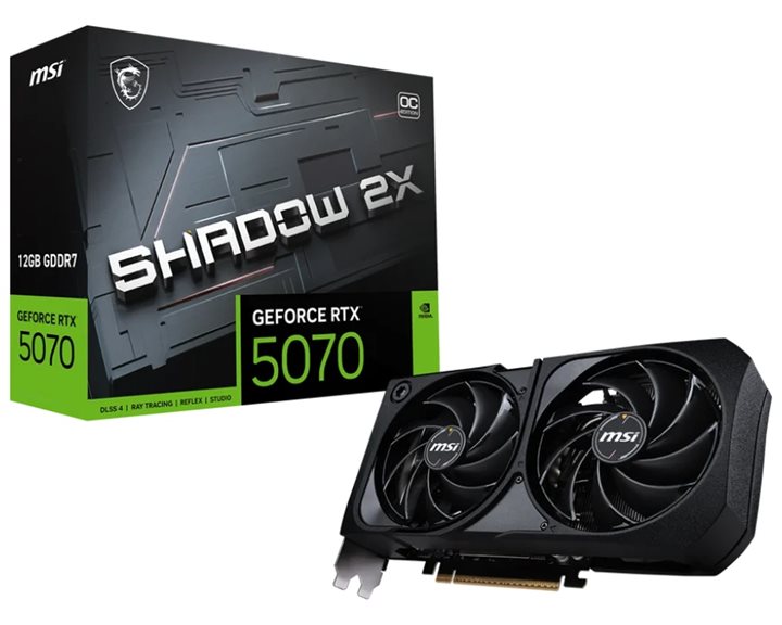 MSI VGA PCI-E NVIDIA GF RTX 5070 12G SHADOW 2X OC, 12GB/192BIT, GDDR7, HDMI/3xDP, DUAL FAN, 2 SLOT FANSINK, 3YW.
