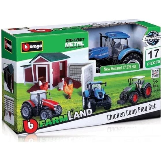 Bburago B18-31681 Αγρόκτημα Farmland Chicken Coop With 1 Tractor Τρακτέρ New Holland 18/31681