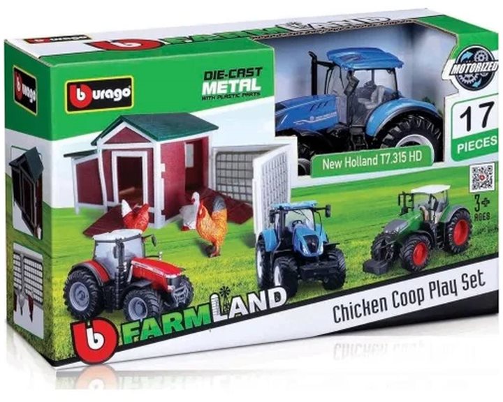 Bburago B18-31681 Αγρόκτημα Farmland Chicken Coop With 1 Tractor Τρακτέρ New Holland 18/31681