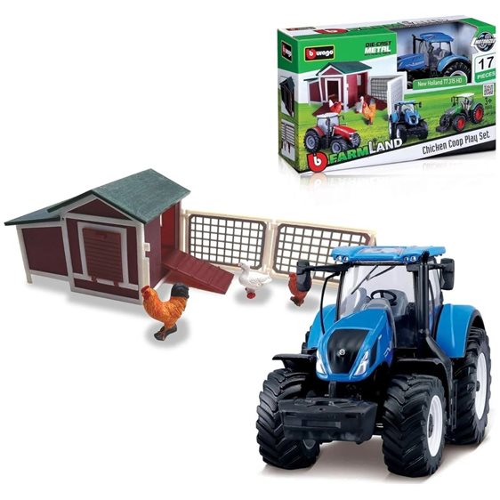 Bburago B18-31681 Αγρόκτημα Farmland Chicken Coop With 1 Tractor Τρακτέρ New Holland 18/31681