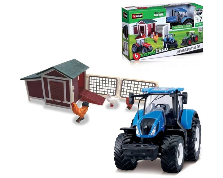 Bburago B18-31681 Αγρόκτημα Farmland Chicken Coop With 1 Tractor Τρακτέρ New Holland 18/31681