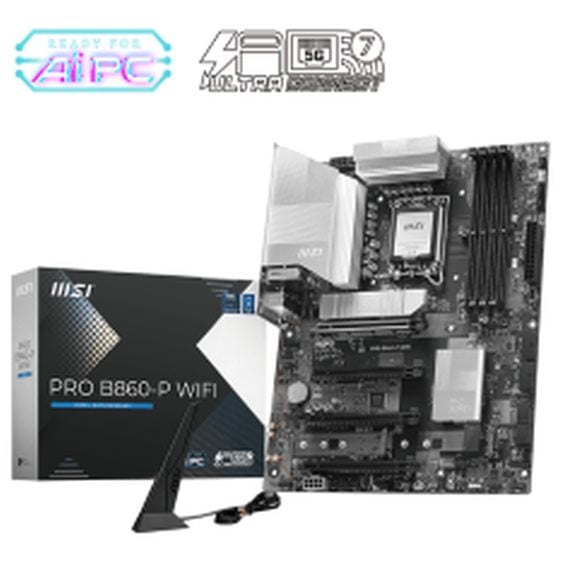 MSI MB PRO B860-P WIFI, SOCKET LGA1851 CPU, CS INTEL B860, 4 DIMM SOCKETS DDR5, HDMI/DP/ THUNDERBOLT V.4, PCI-E GEN 5.0, 5G LAN, WIFI7, ATX, 3YW.