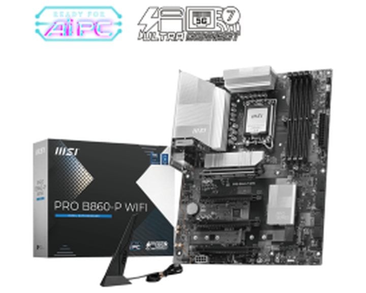 MSI MB PRO B860-P WIFI, SOCKET LGA1851 CPU, CS INTEL B860, 4 DIMM SOCKETS DDR5, HDMI/DP/ THUNDERBOLT V.4, PCI-E GEN 5.0, 5G LAN, WIFI7, ATX, 3YW.