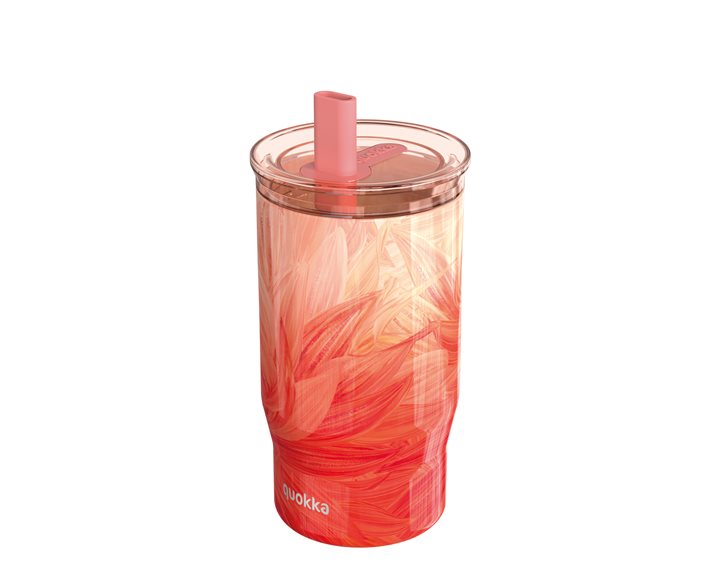 Ποτήρι Θερμός με Καλαμάκι Quokka 720ml Peach Petals 40166