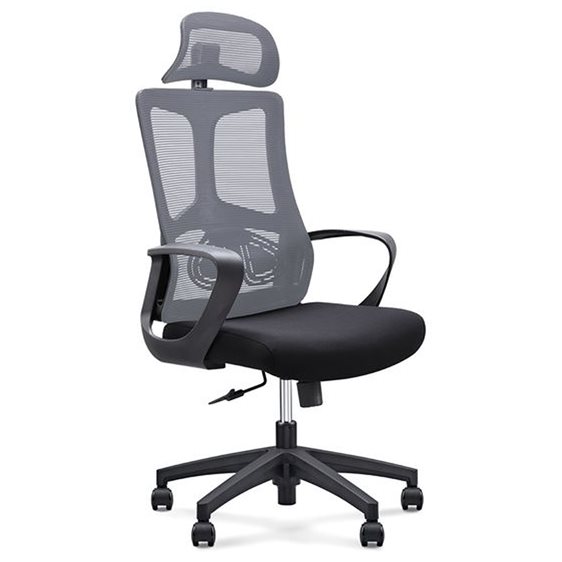 BF8600 Πολυθρόνα Γραφείου Διευθυντή, Mesh Γκρι, Ύφασμα Μαύρο ΕΟ619,2