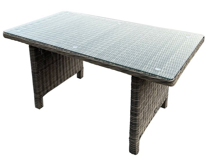 ARIZONA Τραπέζι Dining Βεράντας - Κήπου ALU, Wicker Grey Brown, Γυαλί Tempered 5mm Ε673