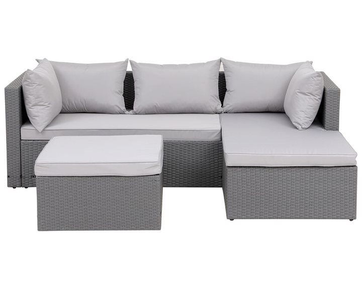 CORNER Set Wicker, Γωνία με Σκαμπό, Απόχρωση Ανοιχτό Γκρι Αναστρέψιμη Γωνία Ε6628,1