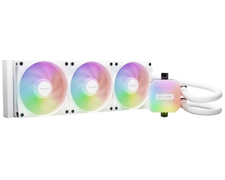 BEQUIET CPU HYDRO COOLER LIGHT LOOP 360MM WHITE BW023, INTEL SOCKET LGA 1851/1700/1200/1150/1151/1155, AMD AM4/AM5, SQUARE ARGB ILLUMINATING COOLING BLOCK, 3x120MM FAN LIGHT WINGS LX PWM HIGH-SPEED, WHITE, 3YW.