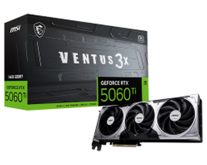 MSI VGA PCI-E NVIDIA GF RTX 5060 Ti 16G VENTUS 3X OC, 16GB/128BIT, GDDR7, HDMI/3xDP, 2 SLOT FANSINK, TRIPLE FAN, 3YW.