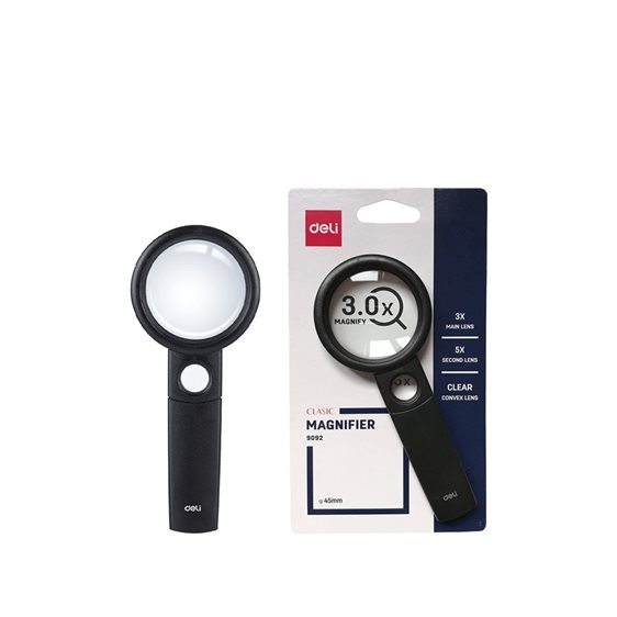 Deli Μεγενθυτικός Φακός χ3 Πλαστικός 45mm Μαύρος