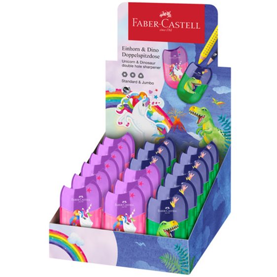 Ξύστρα Apple Διπλή Faber Castell Μονόκερος και Δεινόσαυρος 183551